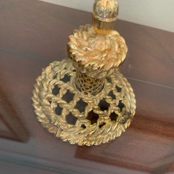 Vintage gold pedestal glass tray - Picture 2 of 3